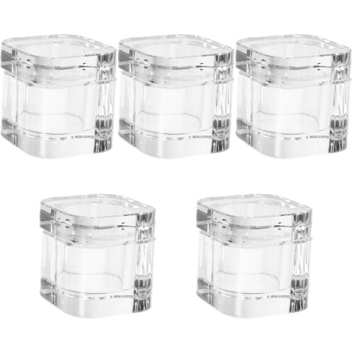 5Pcs Durable Glass Nail Art Dish Transparent Replaceable Manicure Cups 2