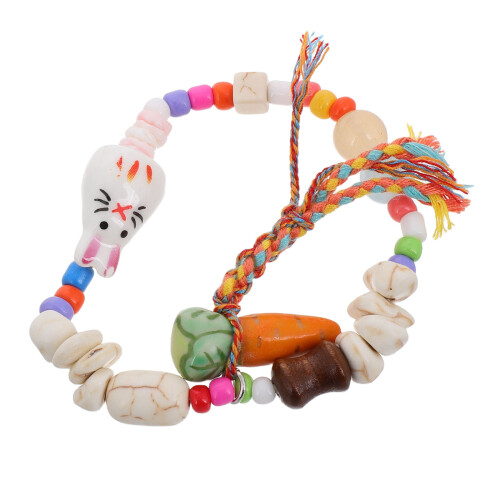 2Pcs Easter Bunny Bracelet Adjustable Elastic Cord Decor