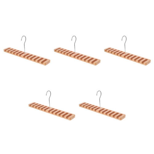 5Pièces Support Ceintures En Bois Beige Multi-Slots Pour Usage Maison 1