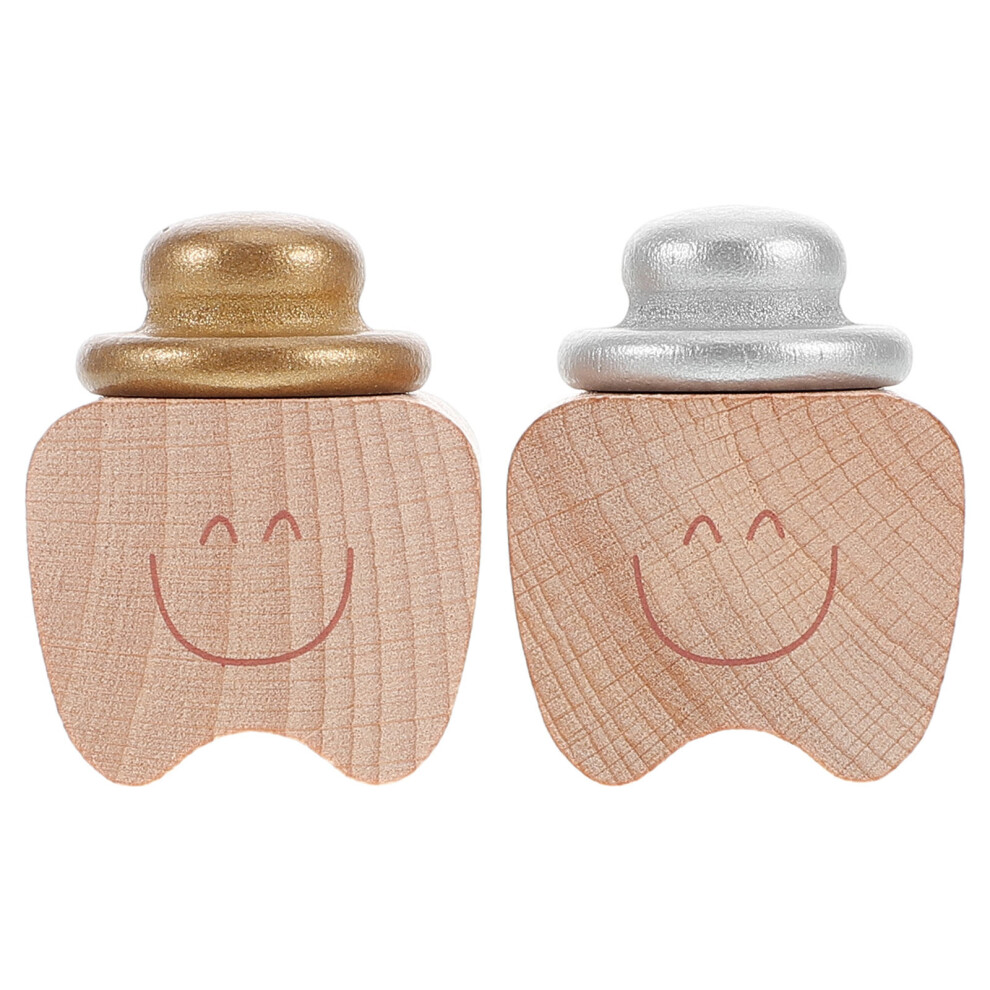 8Pcs Baby Teeth Keepsake Box Wooden Tooth Collector Assorted Colors Solustre