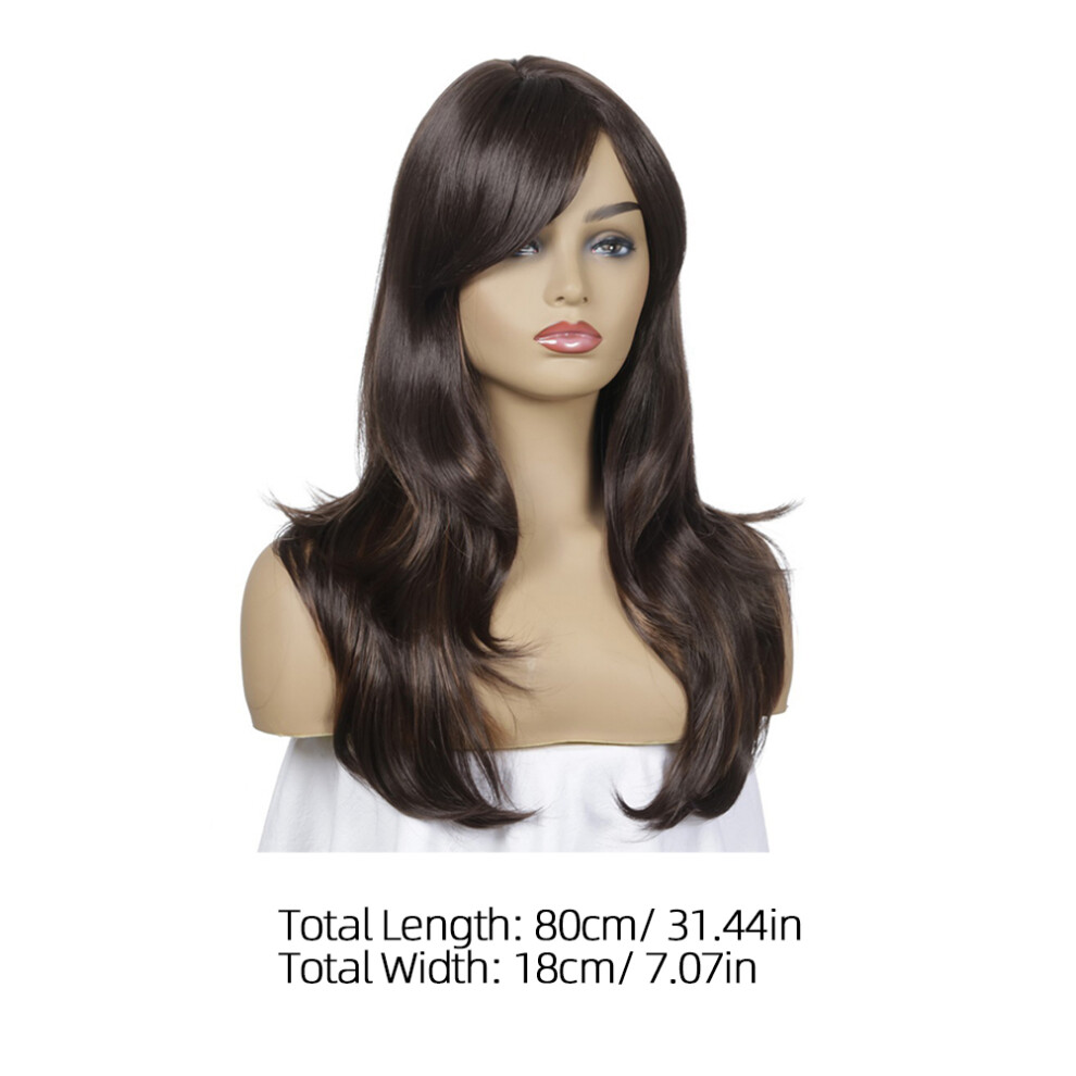 Solustre Unisex Brown 3Pcs Woman Fashion Hair Wig Curly Long Hair Cover For Events