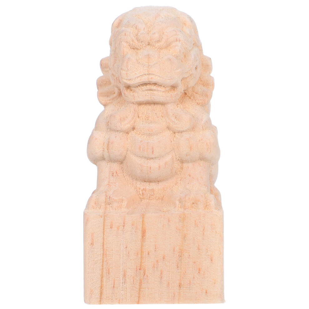 5Pcs Beige Wood Lion Newel Post Caps Carved Decorative Finials 3632862263339