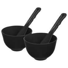 3Sets Silicone Mask Mixing Bowl Set Black Facial Beauty Spa Kit