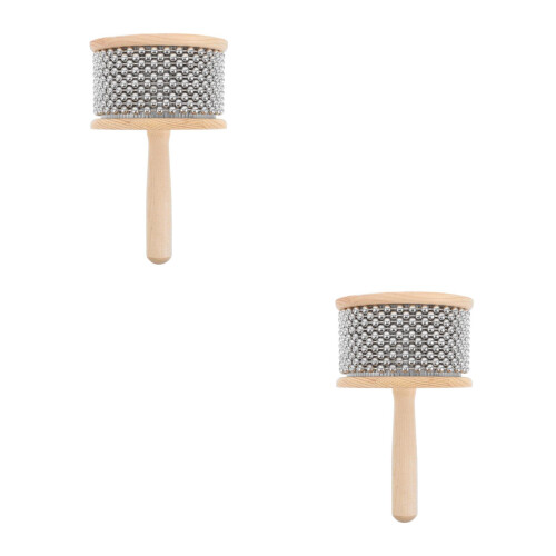 2Pcs Cabasa Percussion Instruments Wooden Handheld Beige Rhythm Sticks 2