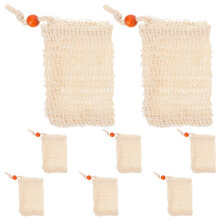40Pcs Durable Beige Mesh Soap Saver Pouch Cotton-Linen Shower Scrubber