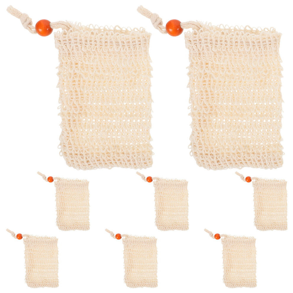 Artibetter 40Pcs Durable Beige Mesh Soap Saver Pouch Cotton-Linen Shower Scrubber