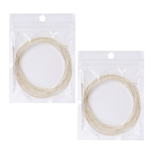 2Pcs Beige Acoustic Guitar Strings Steel Core Durable Replacement Set