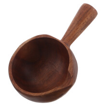 5Pcs Wooden Water Dipper Brown Lightweight Kitchen Ladle for Cooking