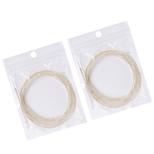 2Pcs Beige Acoustic Guitar Strings Steel Core Durable Replacement Set 1