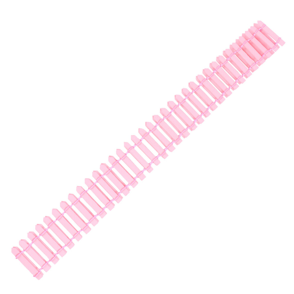 4Pcs Pink Mini Handmade Round Wooden Fence Decorative Micro Landscape 3632861967597