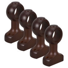 4Pcs Dark Brown Wood Curtain Rod Brackets Sturdy Decorative Wall Mount