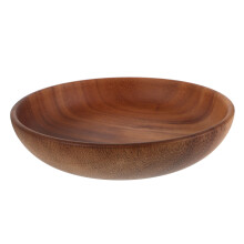 2Pcs Natural Acacia Wood Bowls Brown Kitchen Serving and Snack Plates