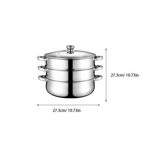 2Pcs Stainless Steel Steaming Pot Silver Home Steamer