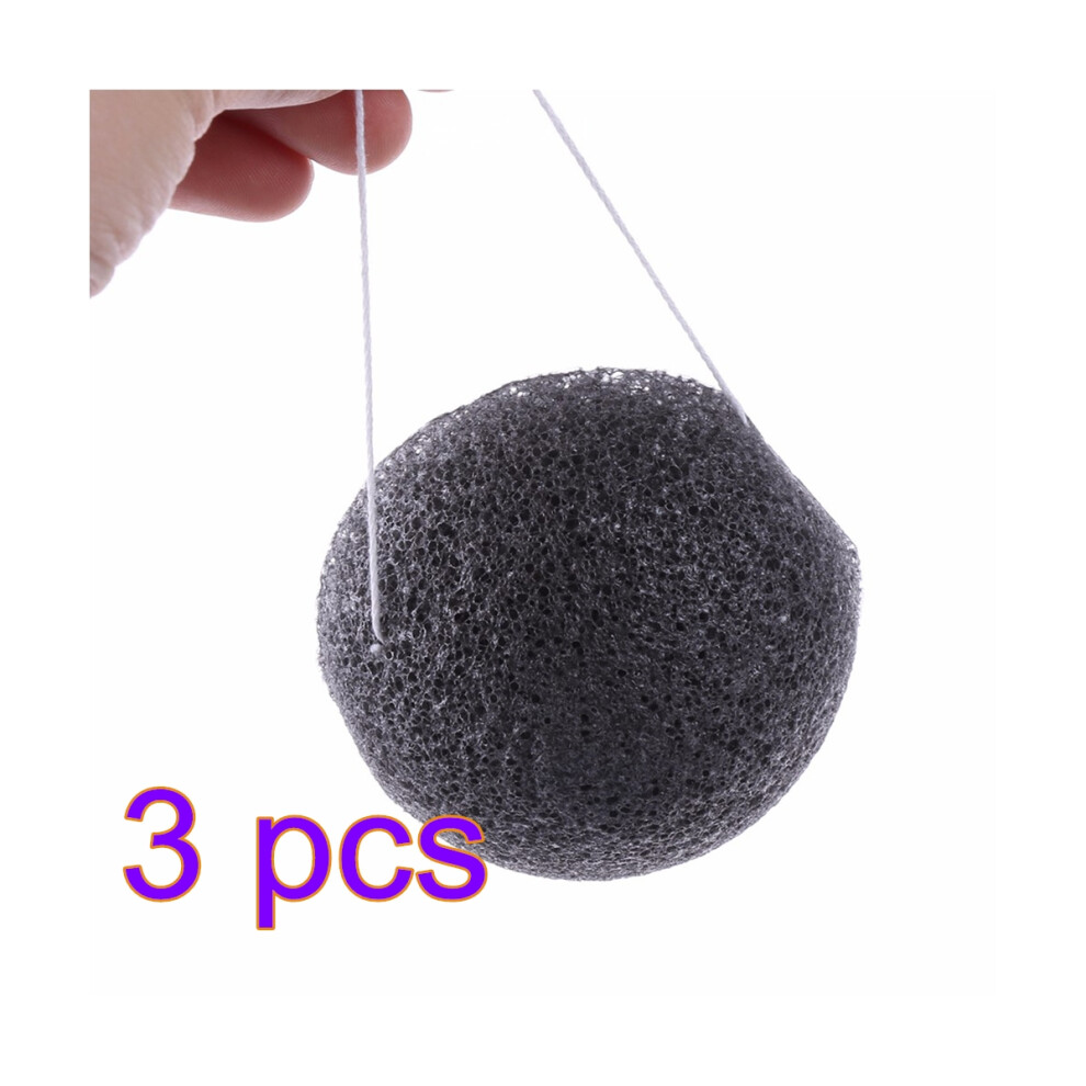 Iplusmile Black 3Pcs Sponge Facial Exfoliating Natural Charcoal Sponges
