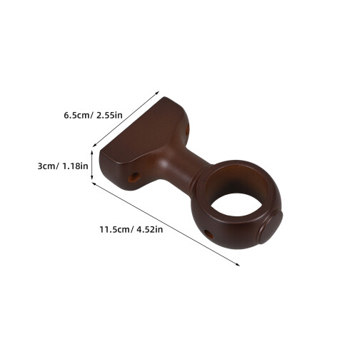 4Pcs Dark Brown Wood Curtain Rod Brackets Sturdy Decorative Wall Mount 1