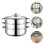 2Pcs Stainless Steel Steaming Pot Silver Home Steamer 10