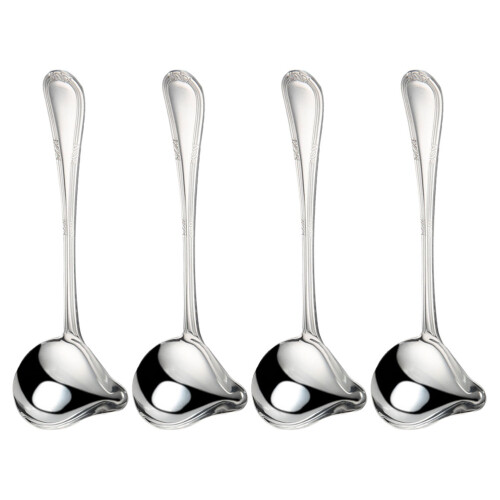 20Pcs Silver Metal Small Gravy Ladles with Long Handle for Kitchen Use 1