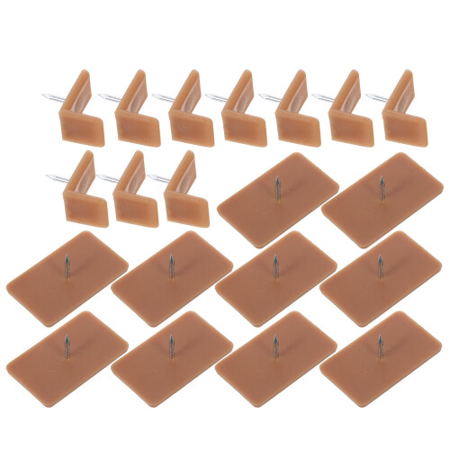 3Sets Plastic Iron Drawer Glides Light Brown Tack-in L Shape Stops 1