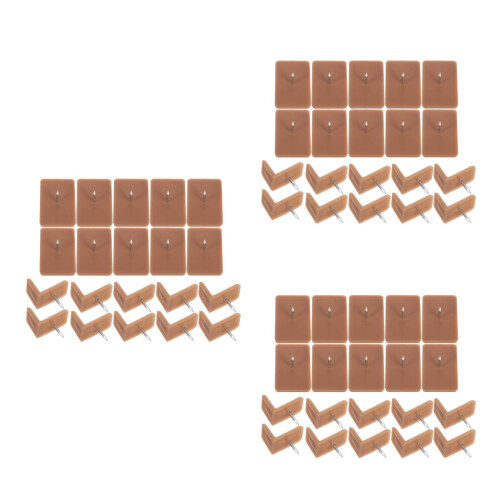 3Sets Plastic Iron Drawer Glides Light Brown Tack-in L Shape Stops 2