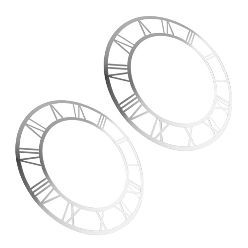8Pcs Acrylic Round Mirror Clock Decals Silver Roman Numerals Wall 1