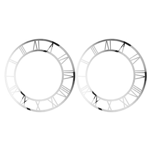 8Pcs Acrylic Round Mirror Clock Decals Silver Roman Numerals Wall 2