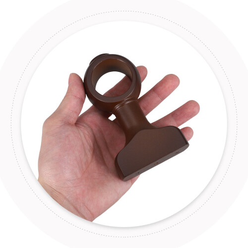 4Pcs Dark Brown Wood Curtain Rod Brackets Sturdy Decorative Wall Mount 2