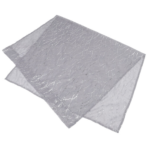 3Pcs Grey Privacy Sheer Curtains Panel with Silver Foil Print Design 2
