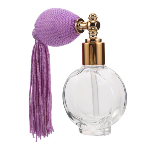 2Pcs Refillable Violet Glass Perfume Pump Sprayer with Elegant Tassel