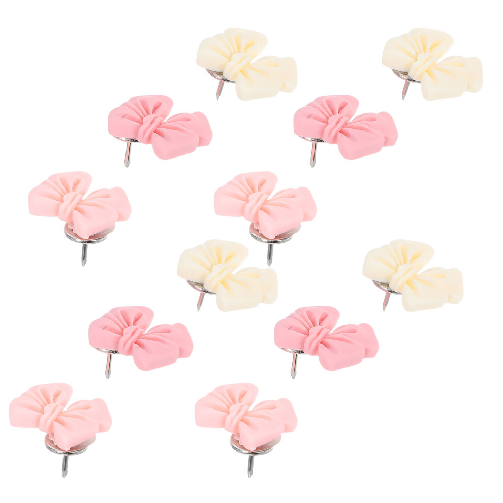 80Pcs Assorted Color Resin Bow Thumbtacks Decorative Office Pins 3592210767424