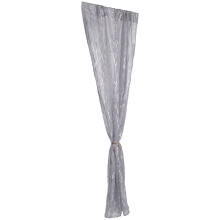 3Pcs Grey Privacy Sheer Curtains Panel with Silver Foil Print Design