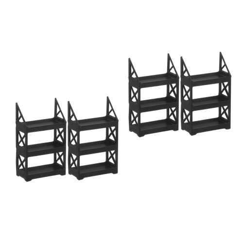 4Pcs Black Plastic Model Car Display Shelf for 1:64 Scale Toy Storage 2