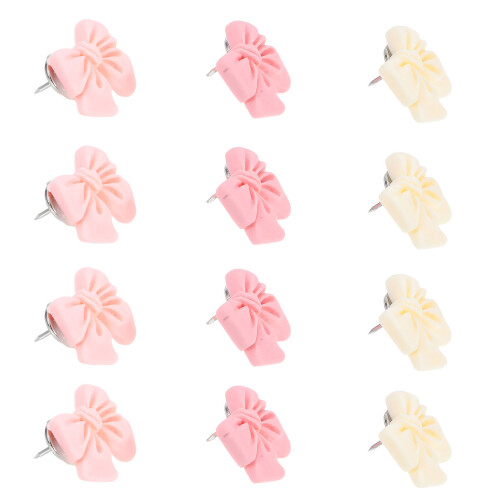 80Pcs Assorted Color Resin Bow Thumbtacks Decorative Office Pins 1