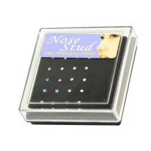 Mixed Colors Surgical Steel Nose Ring Crystal Piercing Accessory