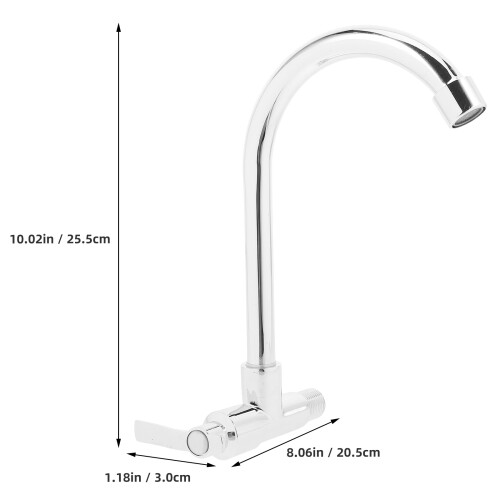 3Sets Silver Kitchen Sink Faucet Copper Material Single Cold Water Tap 2