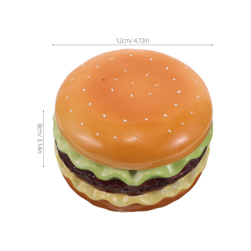 Ceramic Ashtray with Lid Burger Shape Portable Office Tabletop 2