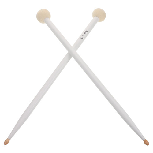 4Pcs White Felt Head Drum Mallets with Maple Wood Handle Non-Slip Grip