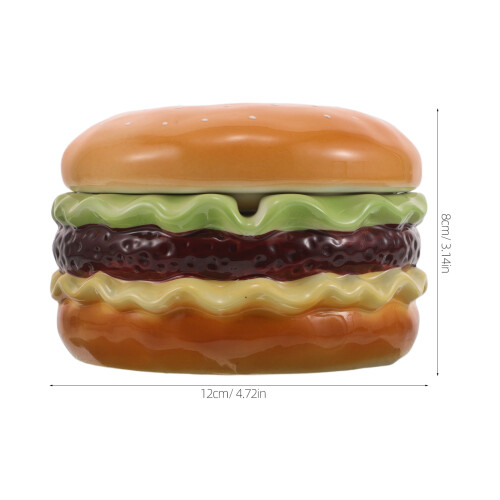 Ceramic Ashtray with Lid Burger Shape Portable Office Tabletop 1