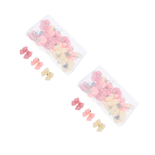 80Pcs Assorted Color Resin Bow Thumbtacks Decorative Office Pins 2
