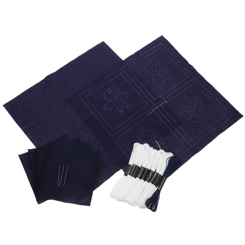 5Sets DIY Blue Embroidery Coaster Kit Sashiko Sewing Set for Beginners 2