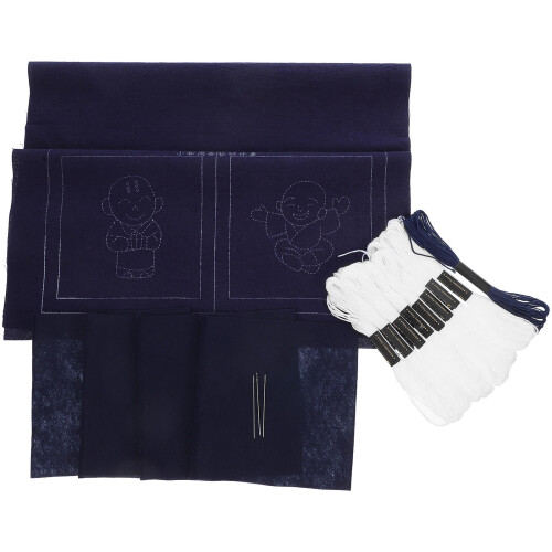 5Sets DIY Blue Embroidery Coaster Kit Sashiko Sewing Set for Beginners 1