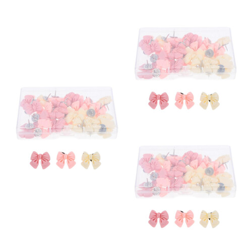 90Pcs Assorted Color Resin Bow Push Pins Decorative Craft Office Tacks 2