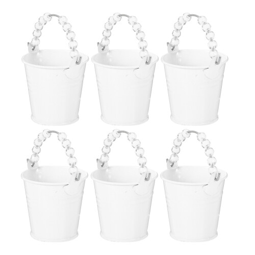12Pcs Small White Iron Buckets for Storage Crafts and Decorative Uses 1