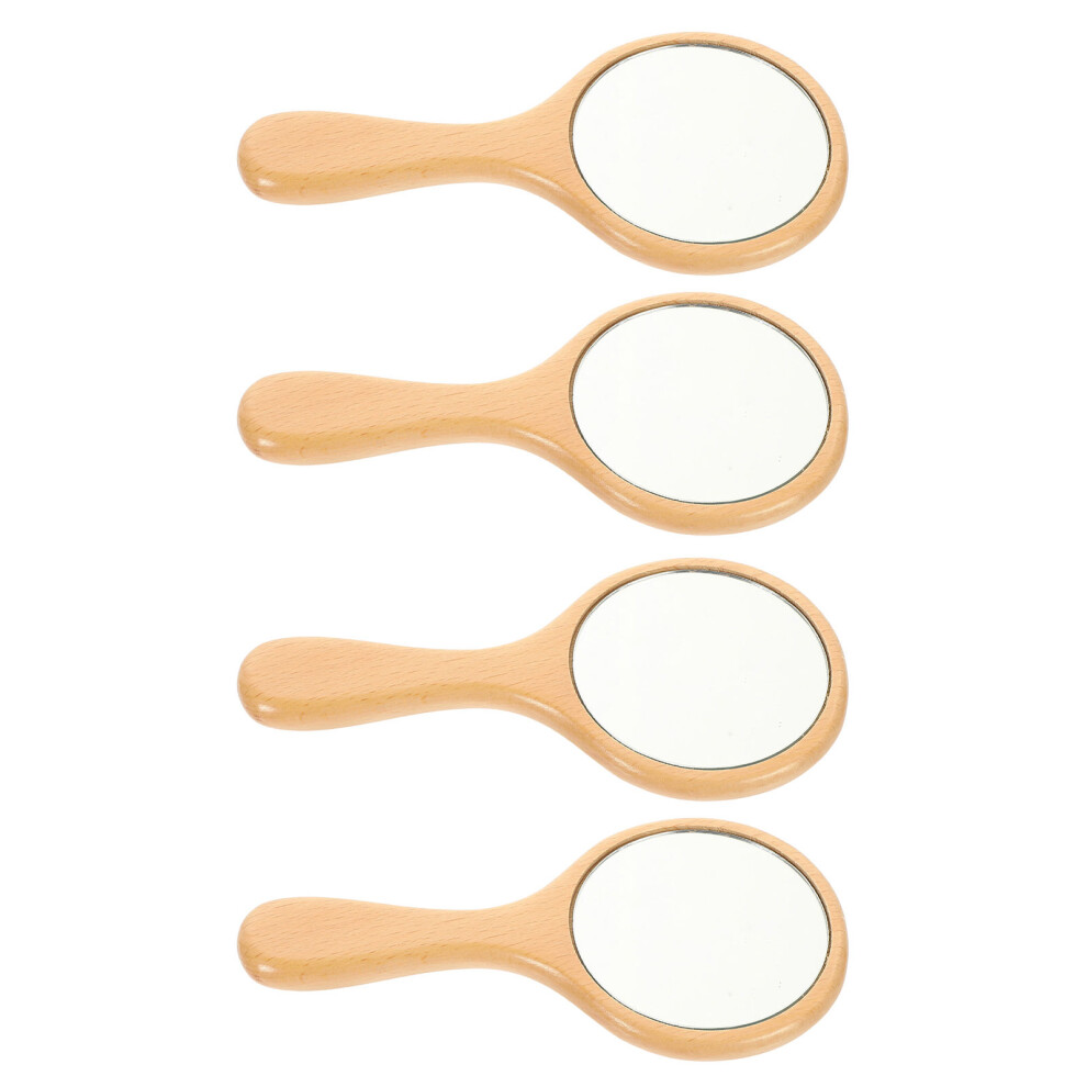 Villcase 12Pcs Compact Hand Mirrors With Ergonomic Beechwood Handle For Makeup