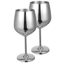 6Pcs Stainless Steel Fancy Wine Glasses Silver Lightweight Outdoor Use