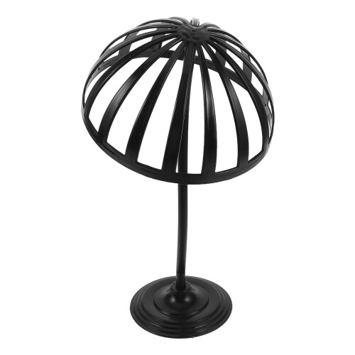 2Pcs Freestanding Plastic Hat Rack Dome Shape Wig Holder Black Finish