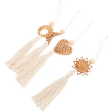 16Pcs Beige Macrame Tassel Wall Decor Cotton Rope Boho Art for Nursery