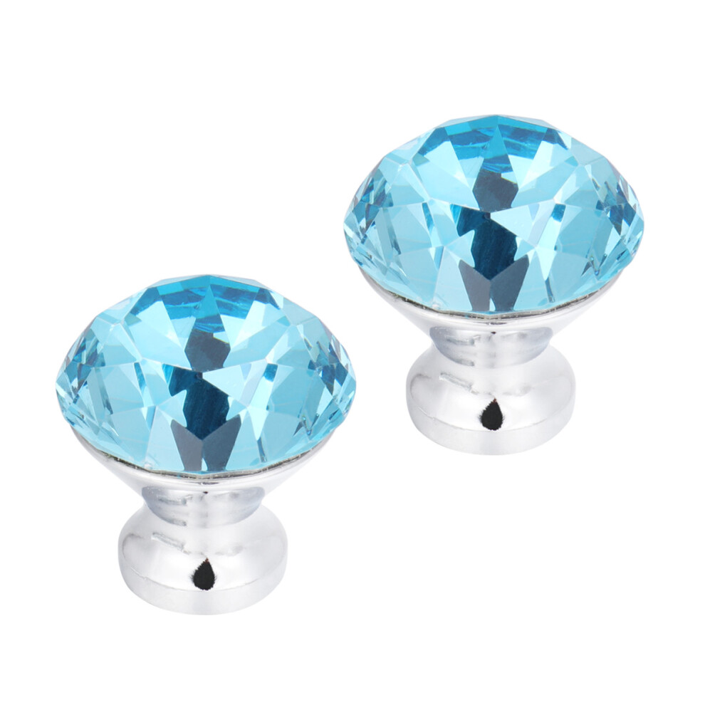 6Pcs Blue Crystal Glass Drawer And Cabinet Pull Knobs Elegant Design 3632862275387