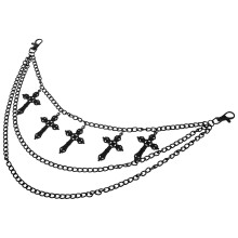3Pcs Black Metal Layered Chain Belt Gothic Hip Hop Style Accessory