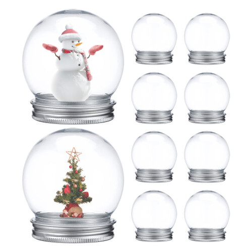 40Pcs DIY Clear Plastic Snow Globe Jars for Christmas Candy Storage