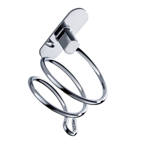 2Pcs Anti-Rust Hair Dryer Holder Rack Wall-Mounted Silver Storage 1
